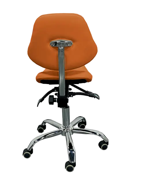 SADDLE 21, pracovní židle sedlová, ekokůže mandarinková